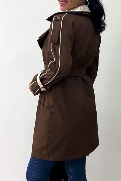 Women's Lapel Patchwork Long Coat