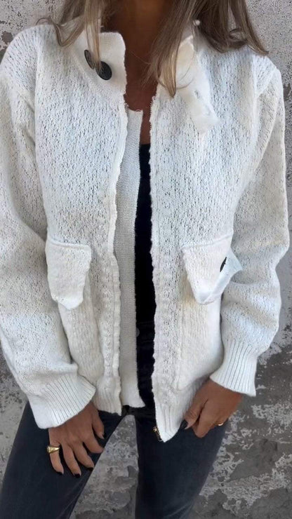 Women's Autumn Lapel Long Sleeve Knitted Sweater Coat