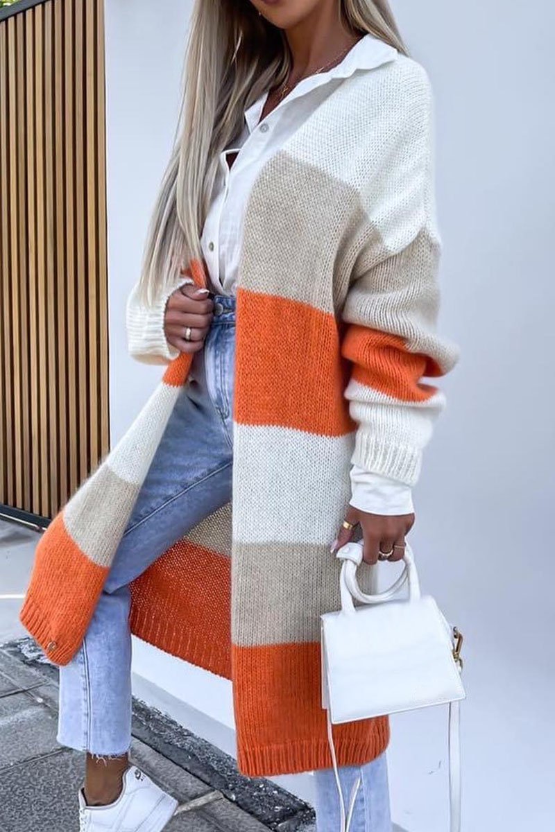 Casual Striped Sweater Coat