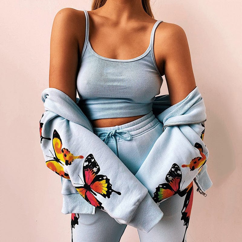 Butterfly Print Hoodie & Jogger Set