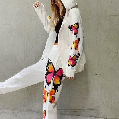 Butterfly Print Hoodie & Jogger Set