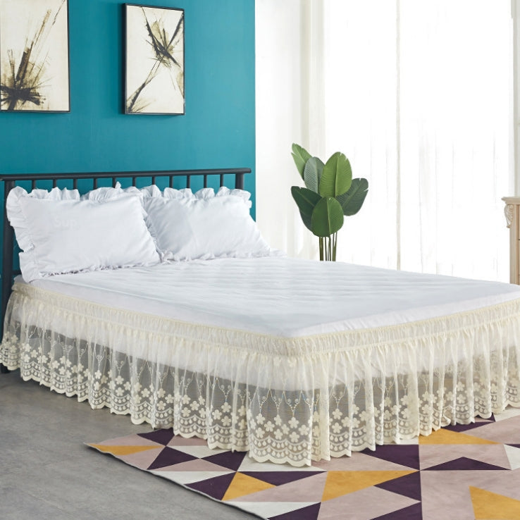 Lace Ruffle Bed Skirt Surrounding Elastic Bed Skirt