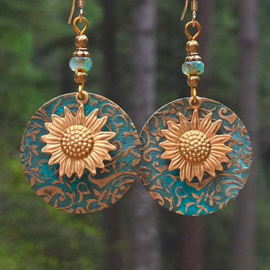 Double-Layer Sunflower Pattern Earrings