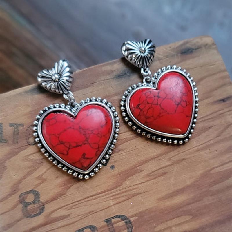 Heart turquoise earrings