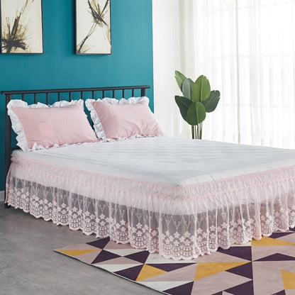 Lace Ruffle Bed Skirt Surrounding Elastic Bed Skirt