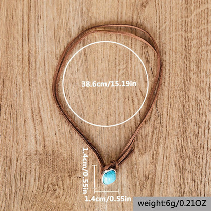 Turquoise Alloy Leather Cord Pendant