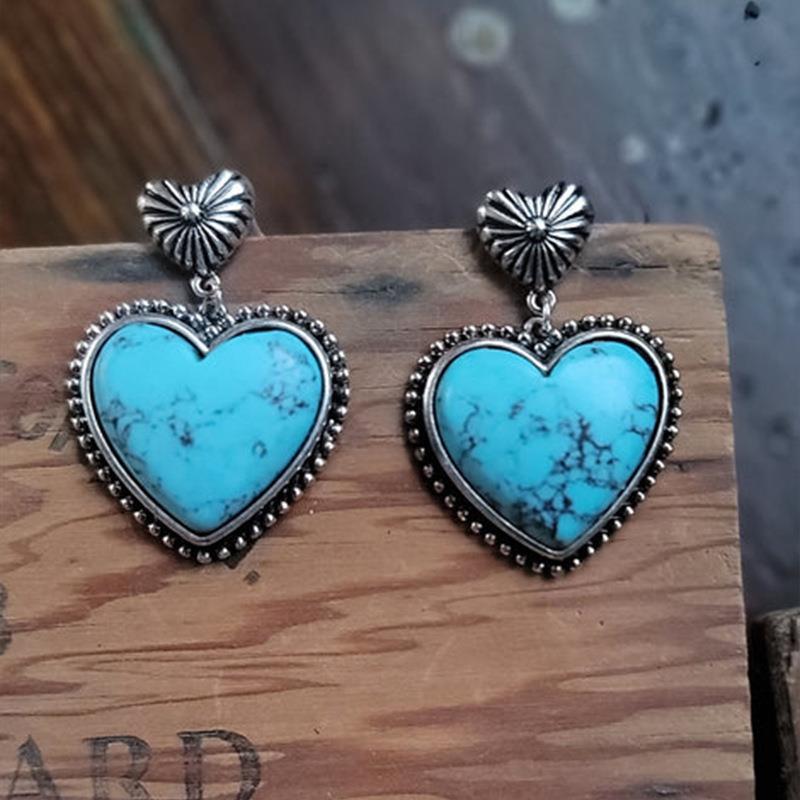 Heart turquoise earrings