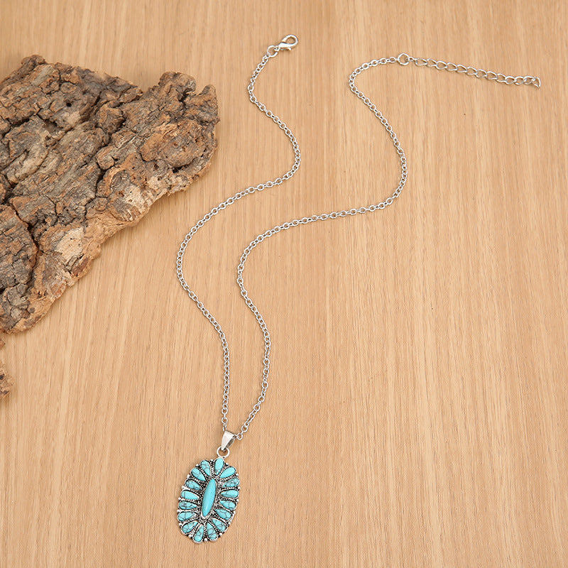 Turquoise Inlaid Pendant Necklace