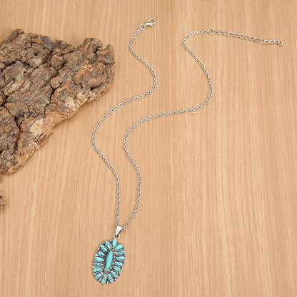 Turquoise Inlaid Pendant Necklace