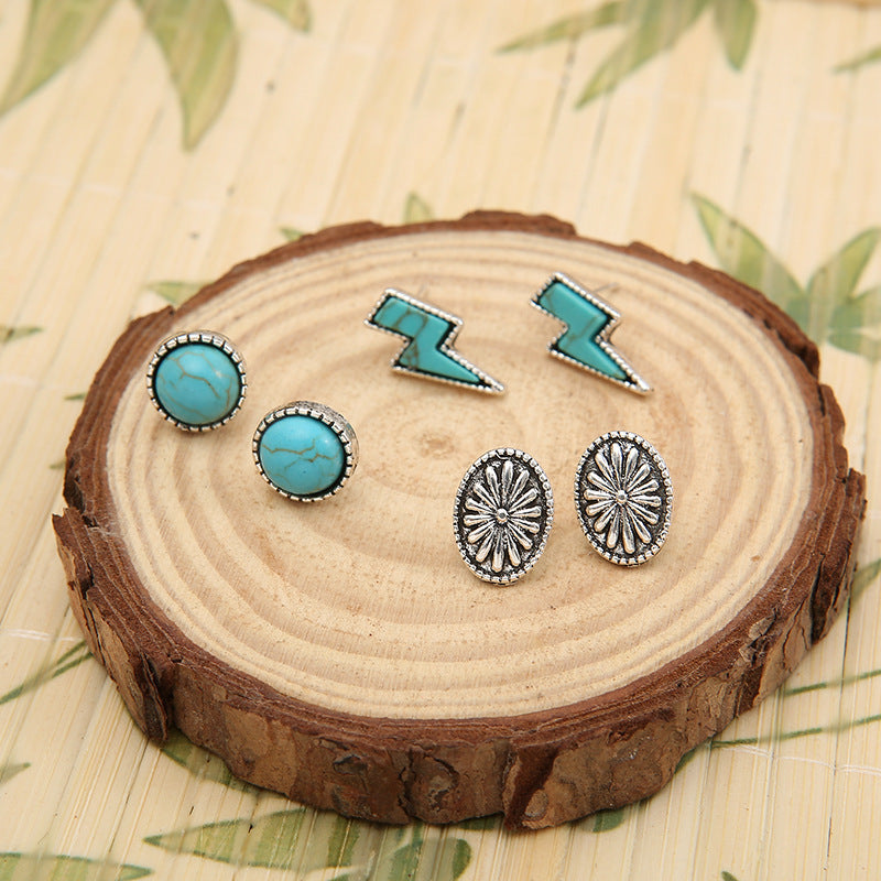 Turquoise earrings three piece set