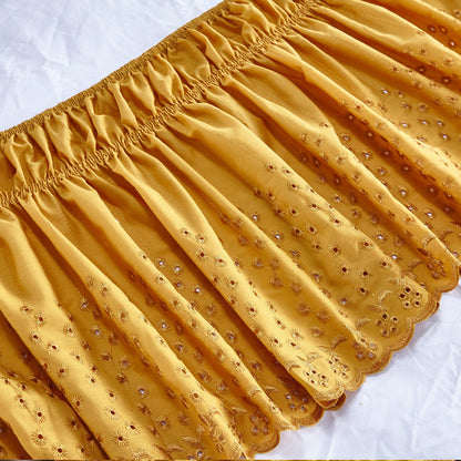 Bed Skirt Wrap Around Easy Fit Cotton Dust Ruffle Bed Skirt