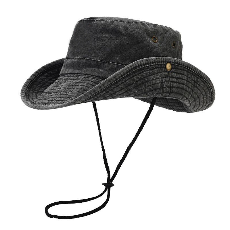 Denim Cowboy Bucket Hat with String Sun Hat