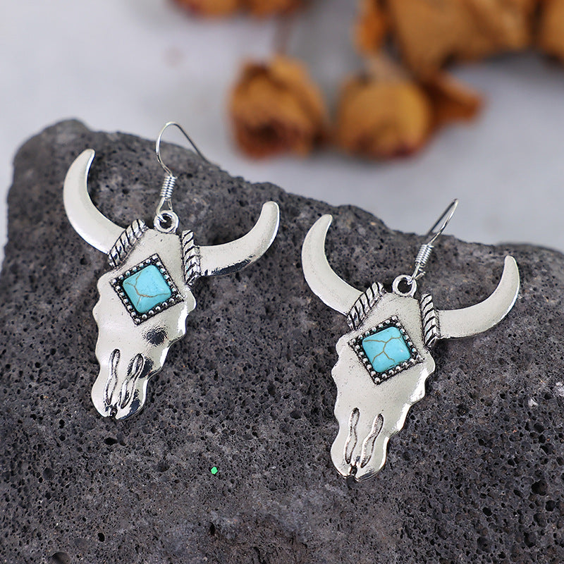 Bull's Head Turquoise Earrings