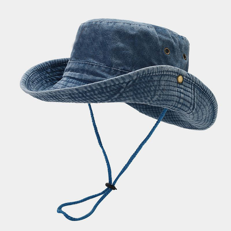 Denim Cowboy Bucket Hat with String Sun Hat