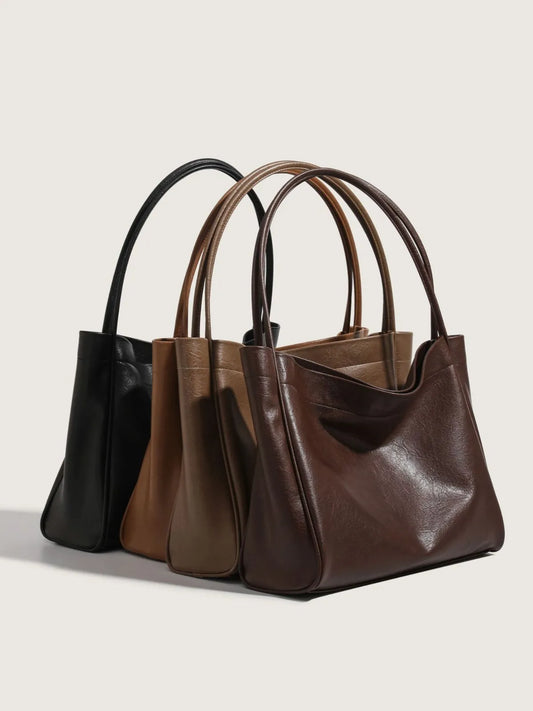 Elegant Solid Color Large Capacity Tote Bag