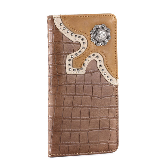 Croc Print Men's Bifold Long PU Leather Wallet