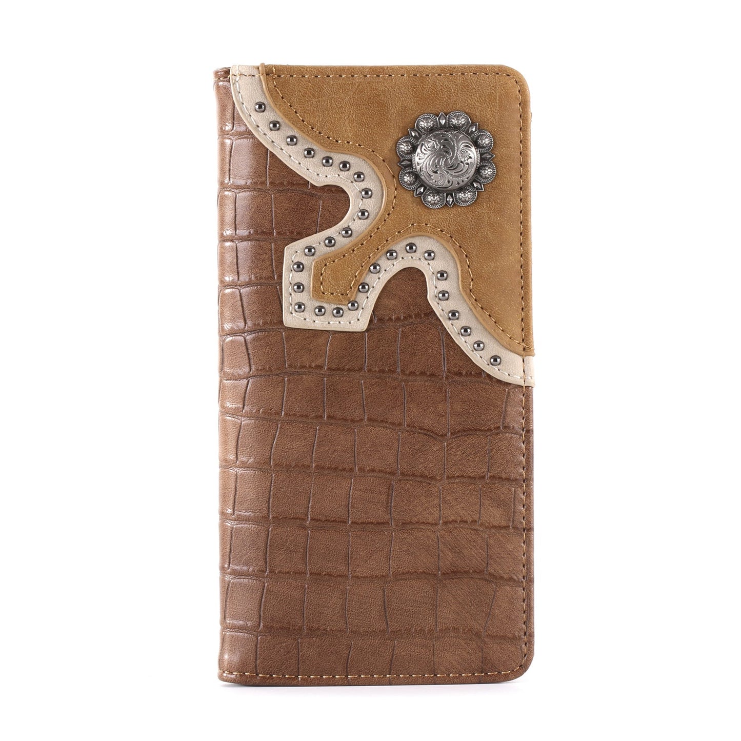 Croc Print Men's Bifold Long PU Leather Wallet