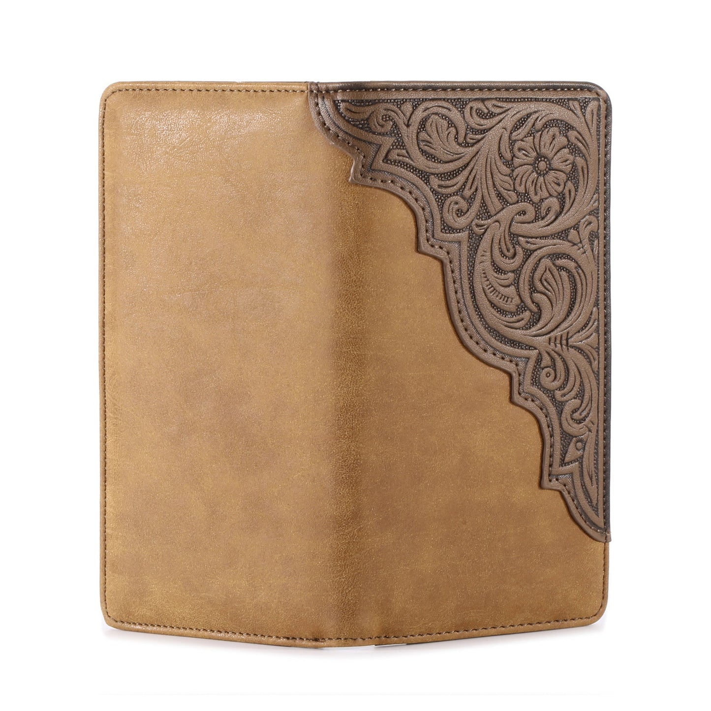 Embossed Floral  Men's Bifold Long PU Leather Wallet