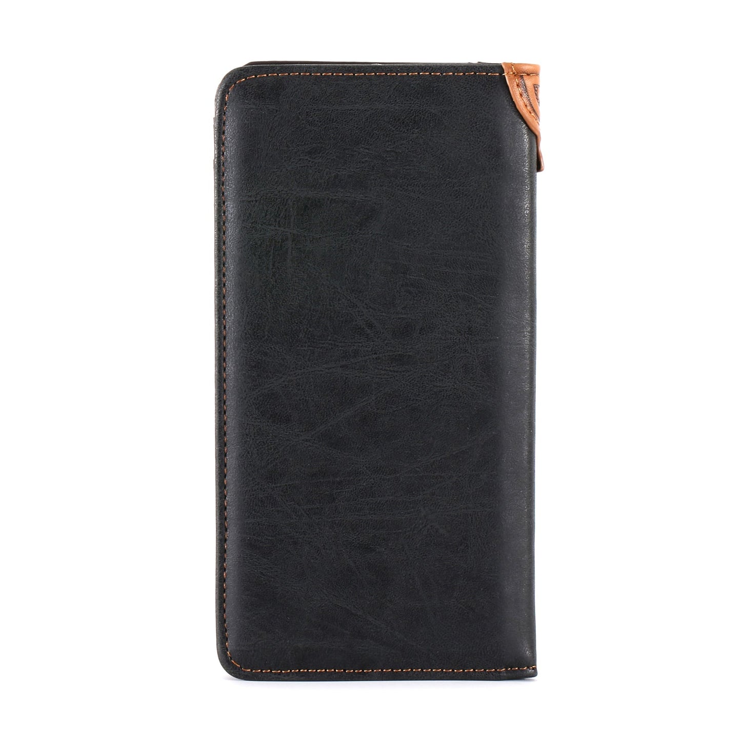 Embossed Floral  Men's Bifold Long PU Leather Wallet