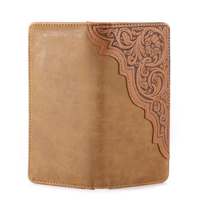 Embossed Floral  Men's Bifold Long PU Leather Wallet