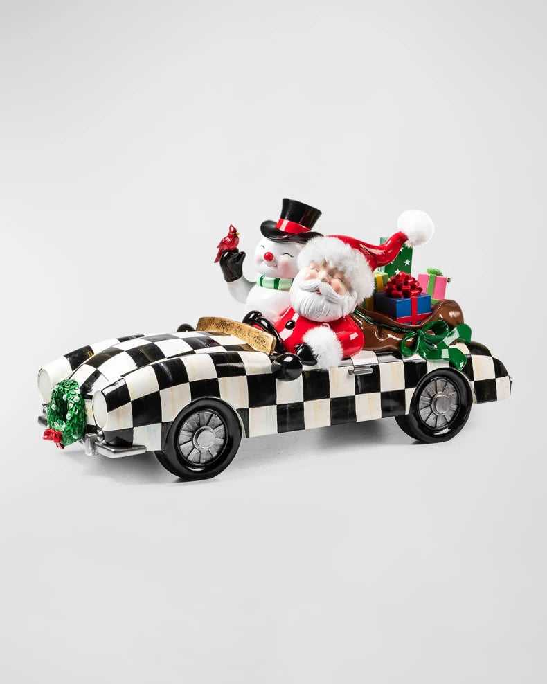 Granny Kitsch Special Delivery Santa in Car Trophy Christmas Figurine