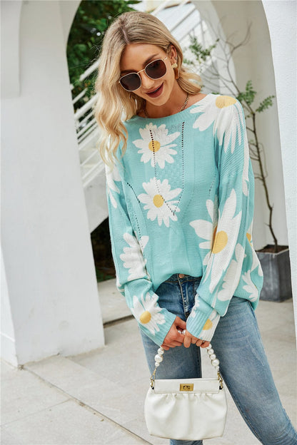 Indigo Floral Sweater