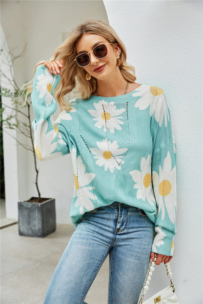 Indigo Floral Sweater