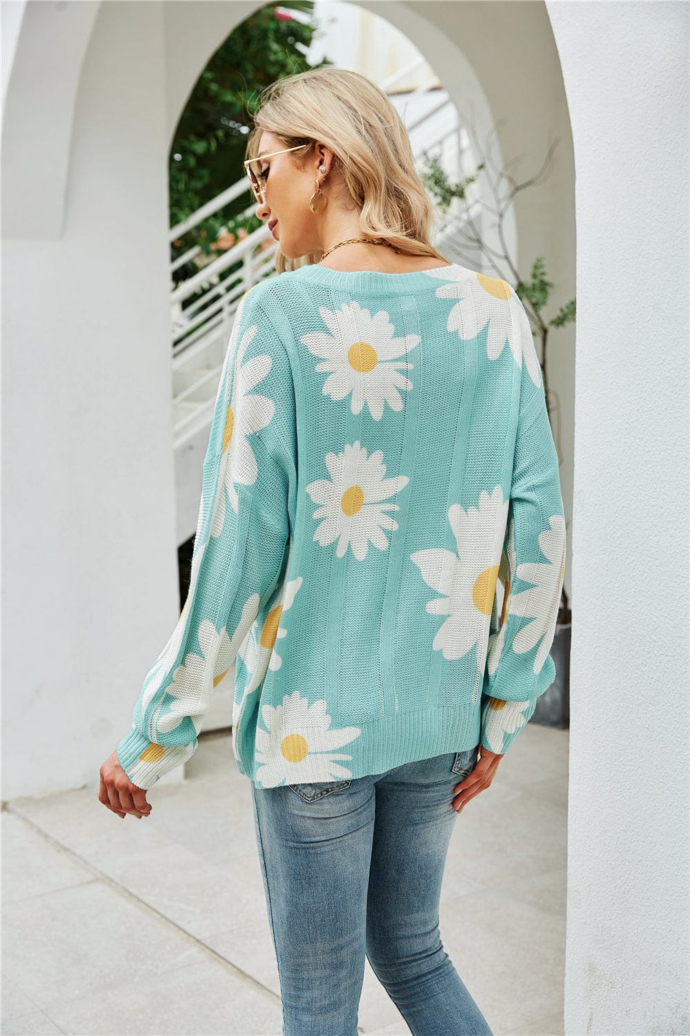 Indigo Floral Sweater