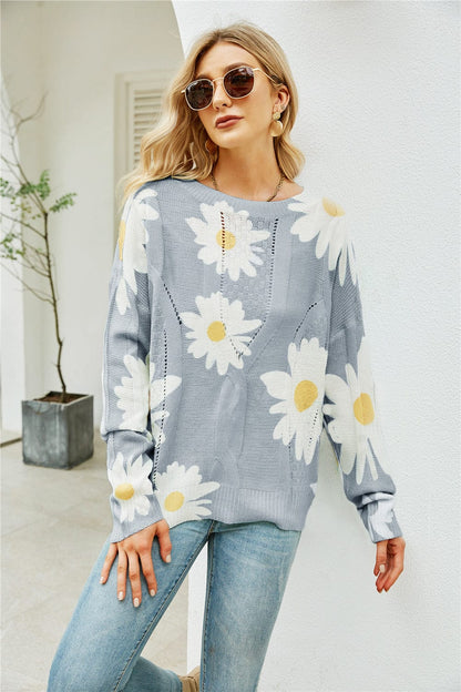 Indigo Floral Sweater