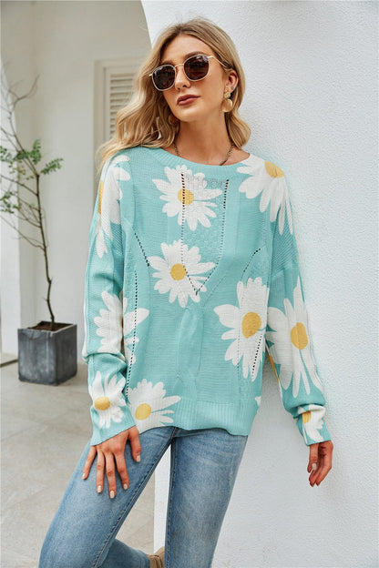 Indigo Floral Sweater