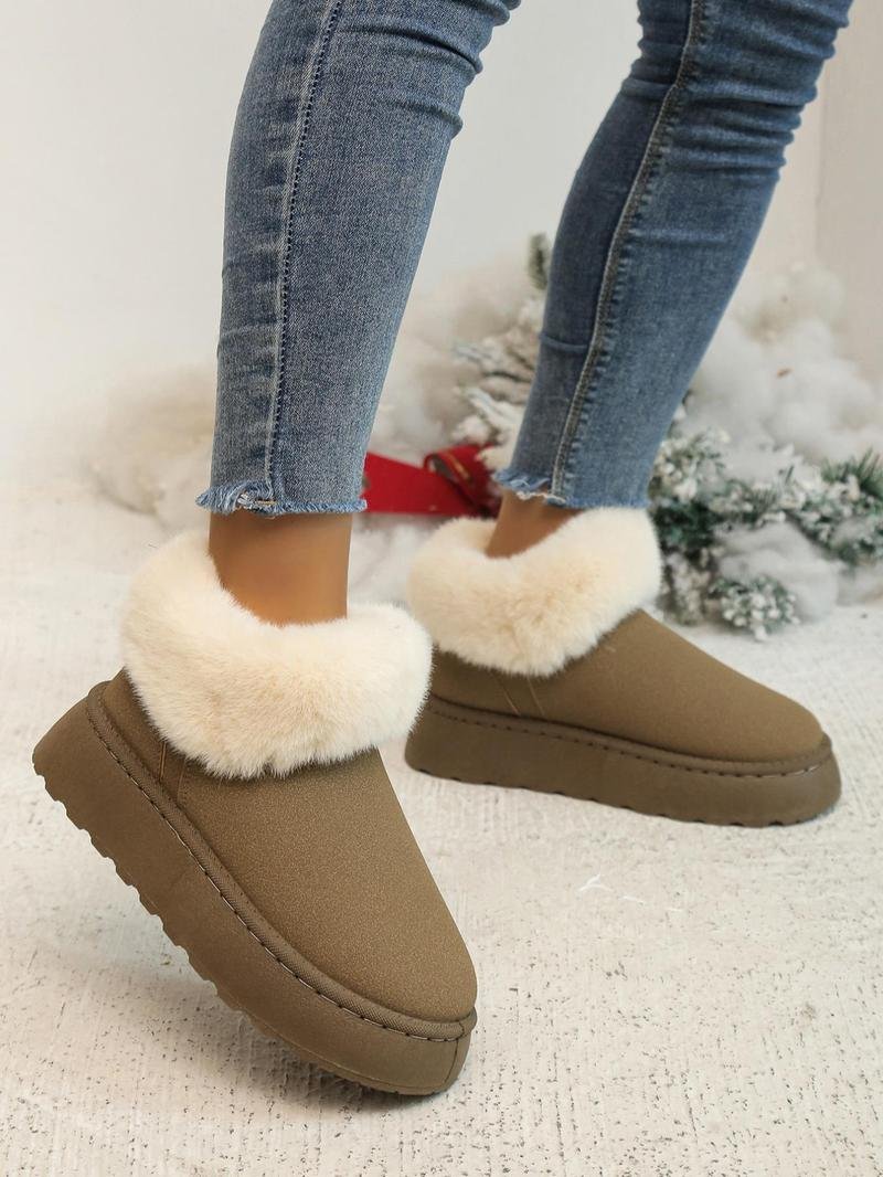 Women's thick-soled cuffed velvet snow boots