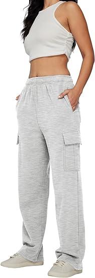 Womens Cargo Sweatpants Casual Baggy Fleece High Waisted Joggers Pants