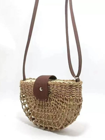 Women's woven shoulder crossbody bag retro woven bag