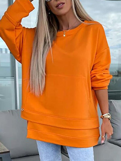 Women's Round Neck Long Sleeve Casual Sweatshirt