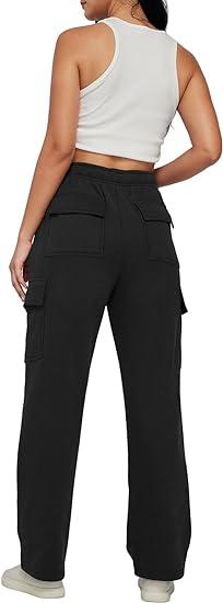 Womens Cargo Sweatpants Casual Baggy Fleece High Waisted Joggers Pants