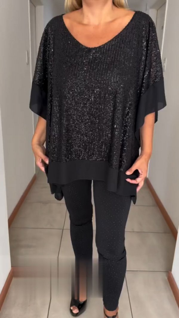 Sequin paneled casual top