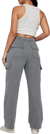 Womens Cargo Sweatpants Casual Baggy Fleece High Waisted Joggers Pants