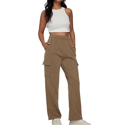 Womens Cargo Sweatpants Casual Baggy Fleece High Waisted Joggers Pants