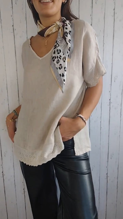 V-neck Lace Embroidered Top