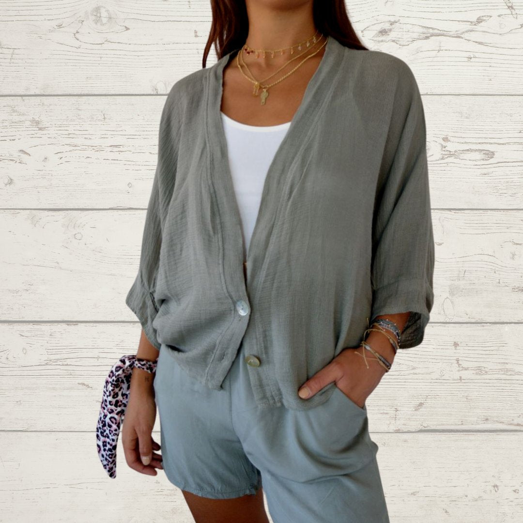 Women's Casual Cotton and Linen Cardigan Jacket