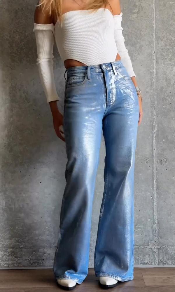 Hot stamping versatile casual jeans