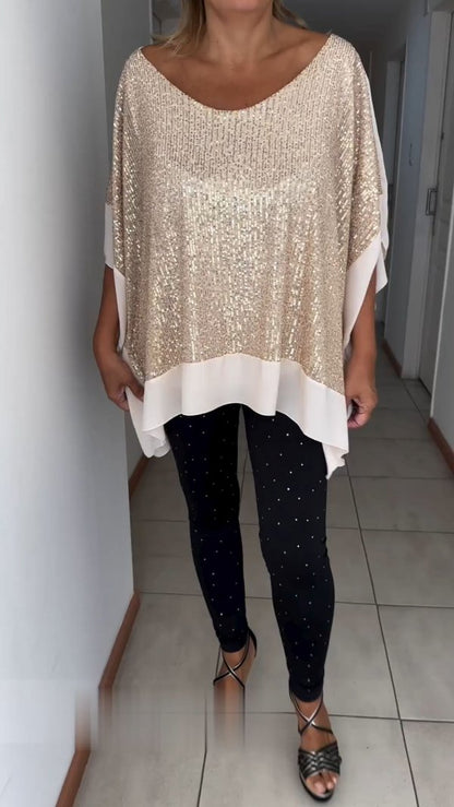 Sequin paneled casual top