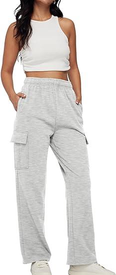 Womens Cargo Sweatpants Casual Baggy Fleece High Waisted Joggers Pants