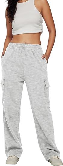 Womens Cargo Sweatpants Casual Baggy Fleece High Waisted Joggers Pants