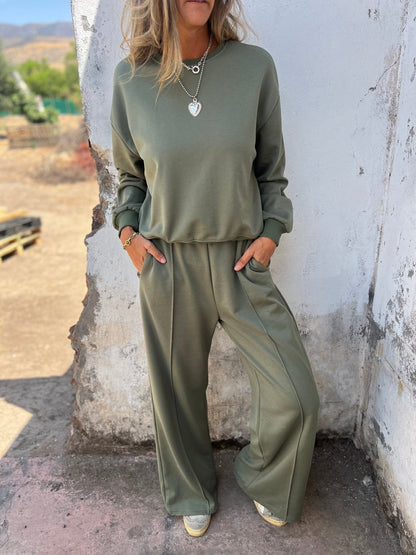 Round Neck Sweatshirt Two Piece Suit