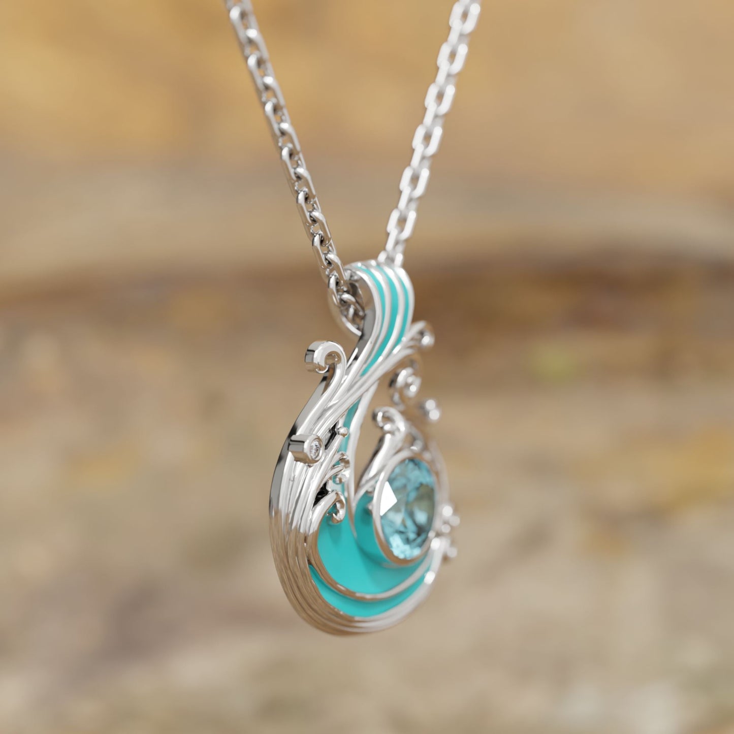 Savanna Swirl Necklace - Aquamarine