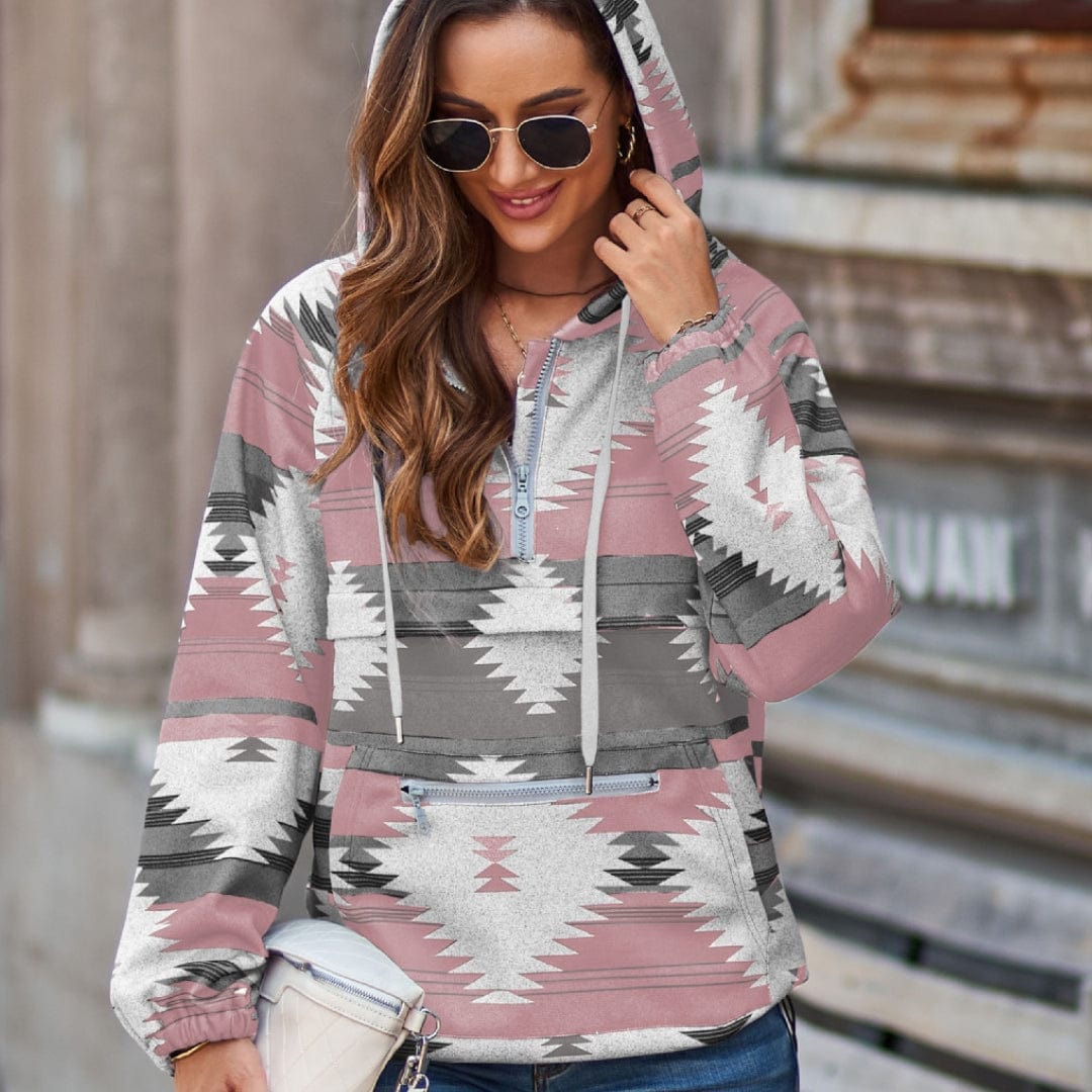 Pink Aztec Print Hoodie