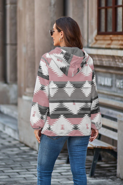 Pink Aztec Print Hoodie