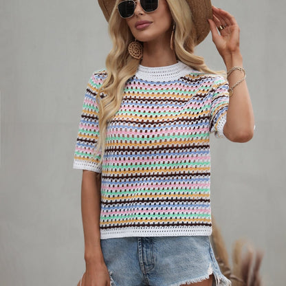 Isabella Colorful Striped Crochet Top