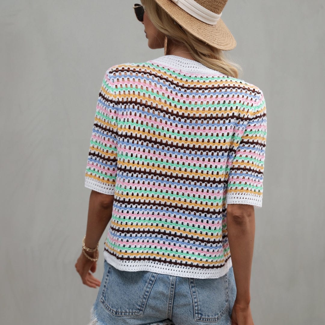 Isabella Colorful Striped Crochet Top